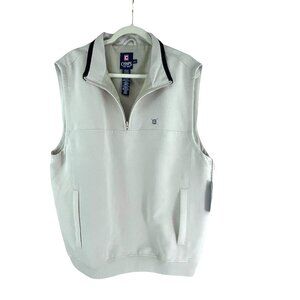Chaps Golf Mens Lightweight Sleeveless Vest Size L Beige Rayon Blend 1/4 Zip